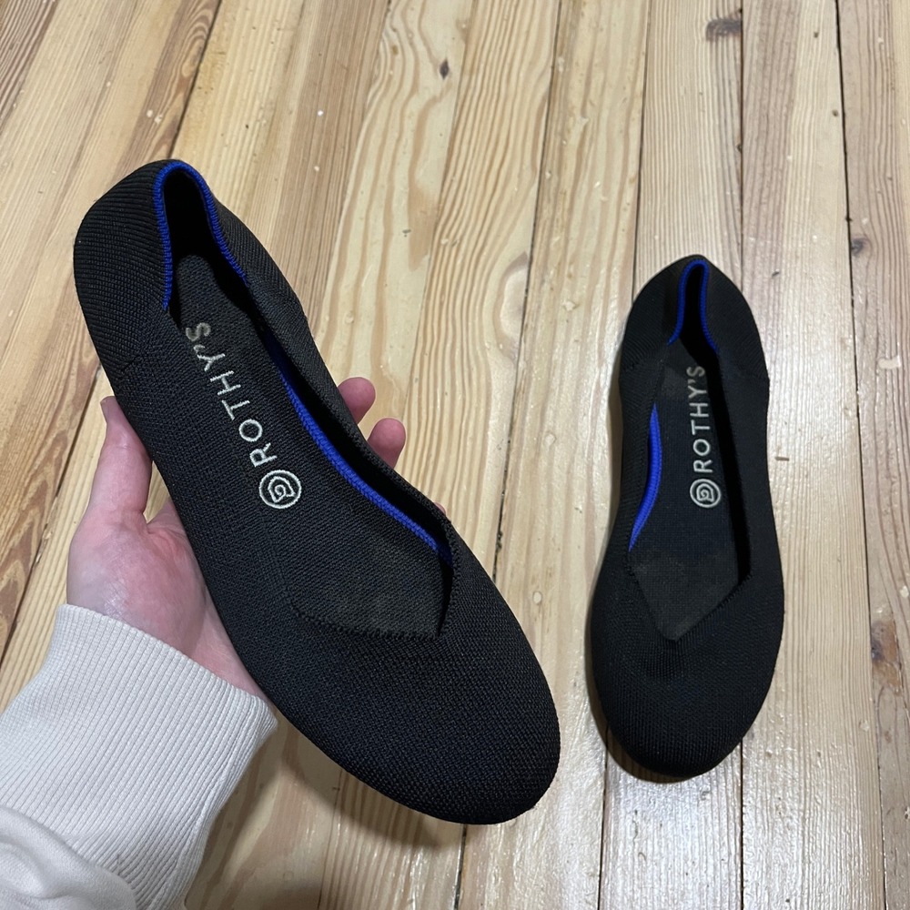 Rothy's The Flat Women's Size 10 Black Round Toe Knit Washable Ballet Flats